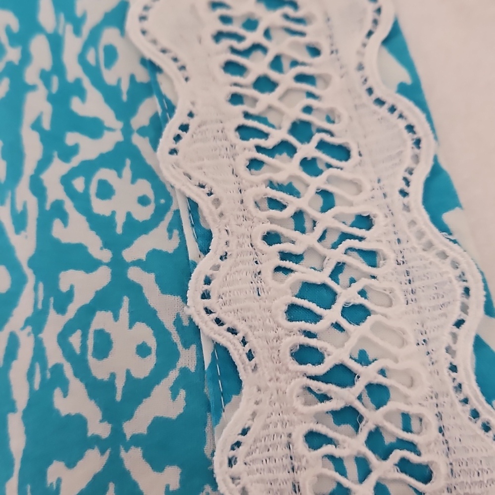 Oscar de la Renta Neiman Marcus Bohemian Retreat Ikat Tent Dress Lace V-Neck M - Picture 4 of 10